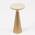 thumbnail image 3 of Modern White Marble Top Accent Table with Brushed Nickel Pedestal Base – Contemporary Round Side Table for Living Room, Bedroom, or Entryway, 3 of 7