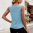 thumbnail image 6 of ClodeEU Women's Square Neck Sleeveless Tank Top, Loose Fit Casual Blouse,Solid Color Everyday Summer Camisole Light Blue,Women's Plus S, 6 of 7