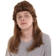 thumbnail image 6 of HPO Adult Men's 80's Mullet Wig | Honey Brown Retro Wig | Premium Breathable Capless Cap, 6 of 8