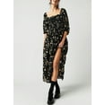 thumbnail image 2 of ZAXARRA Robe Florale Femme Ligne A Volants Col Carré Manches 3/4 Robe Longue de Soirée pour Plage Cocktail Boîte de Nuit Mode Urbaine, 2 of 6