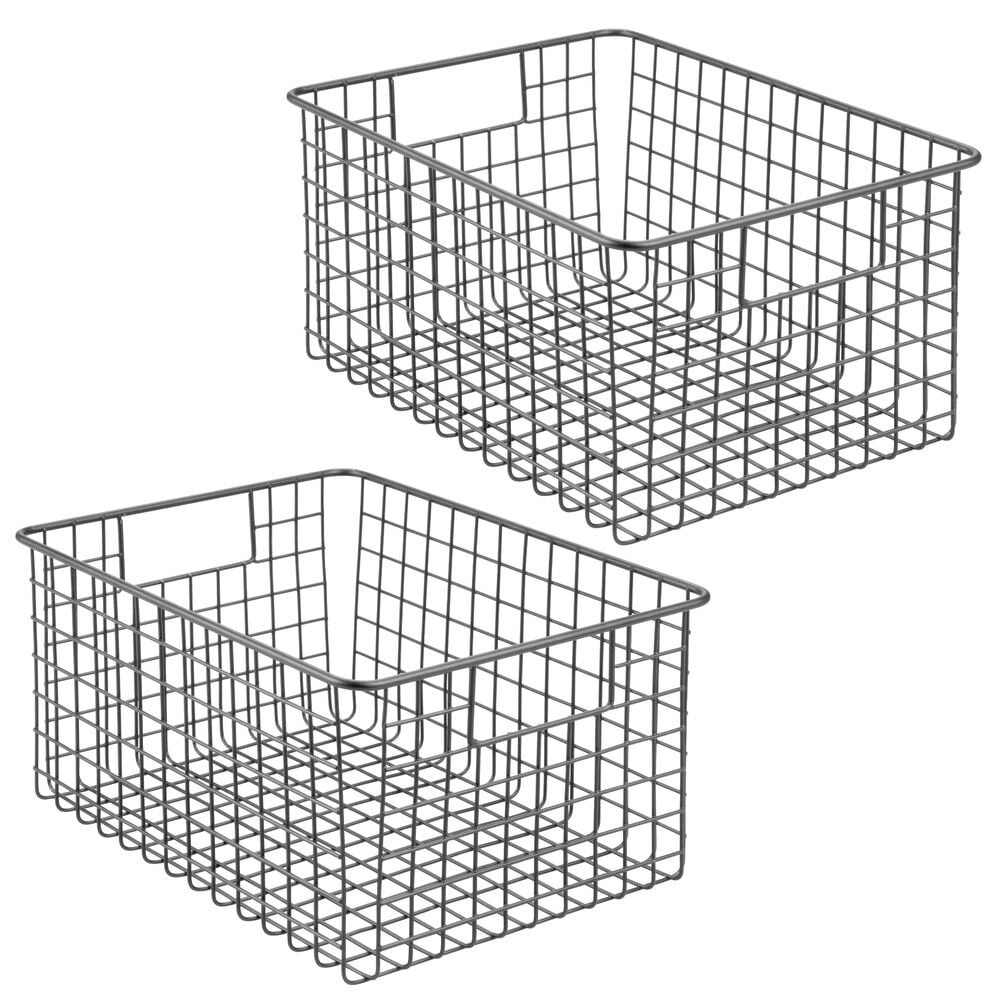 mDesign Metal Wire Bathroom Storage Basket Organizer with Handles