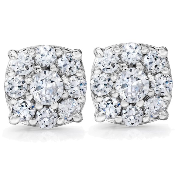 Pompeii 1 Carat Halo Diamond Studs 14K White Gold (H-I,I1-I2)
