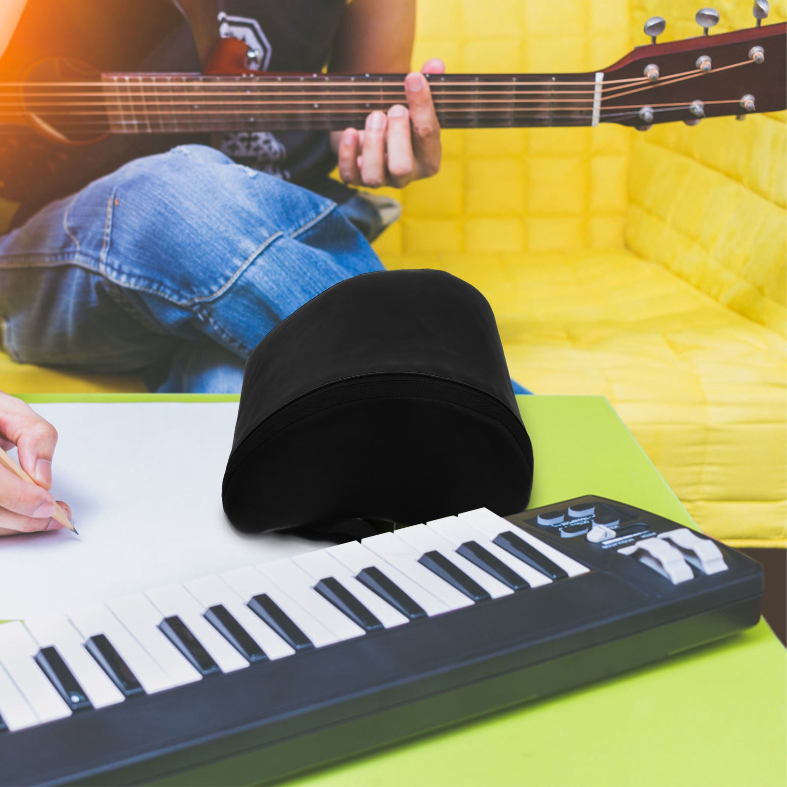 SKISUNO Guitar Support Pad with Adjustable Strap Soft Cushion for Acoustic and Electric Guitars