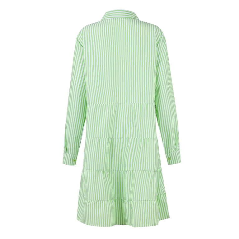 WTOBBY Women's Dresses Casual Long Sleeve Stripe Print Lapel Shirt Dress Fashion Party Dress, Button Front for Work and Social Events,Mint Green 2XL - Walmart.com WTOBBY Women's Dresses Casual Long Sleeve Stripe Print Lapel Shirt Dress Fashion Party Dress, Button Front for Work and Social Events,Mint Green 2XL - Walmart.com