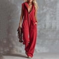 thumbnail image 3 of Guluxicc Womens One Piece Jumpsuit Sleeveless Hooded V-Neck Zipper Front Loose Fit Jumpsuit with Pockets, 3 of 6