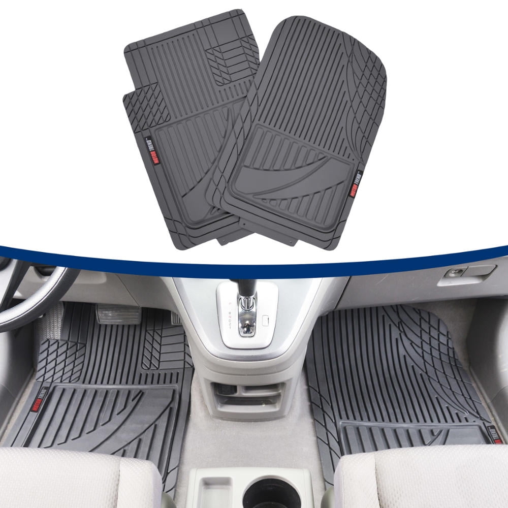 Motor Trend MT-793 Premium FlexTough Advanced Performance Rubber Car Floor Mats, Universal Front & Rear Combo Set with Trunk Cargo Mat Liner for Car Sedan SUV Van, Heavy Duty All Weather Trim To Fit