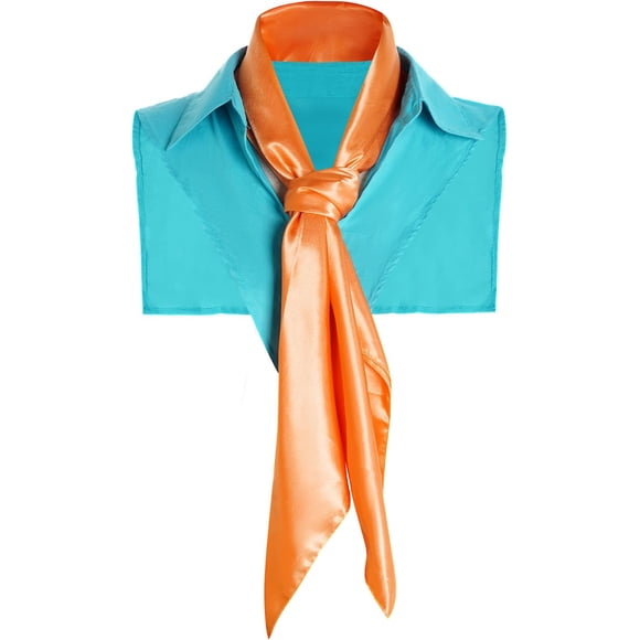 Blue Fake Collar Detachable Dickey and Orange Square Neck Scarf for Adult and Teenager Halloween Costume Cosplay Accessory