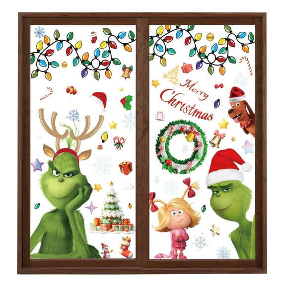 SUNWISHA Christmas Window Clings Stickers Decals Glass Decor 10 Pcs 11 X 8 Inch