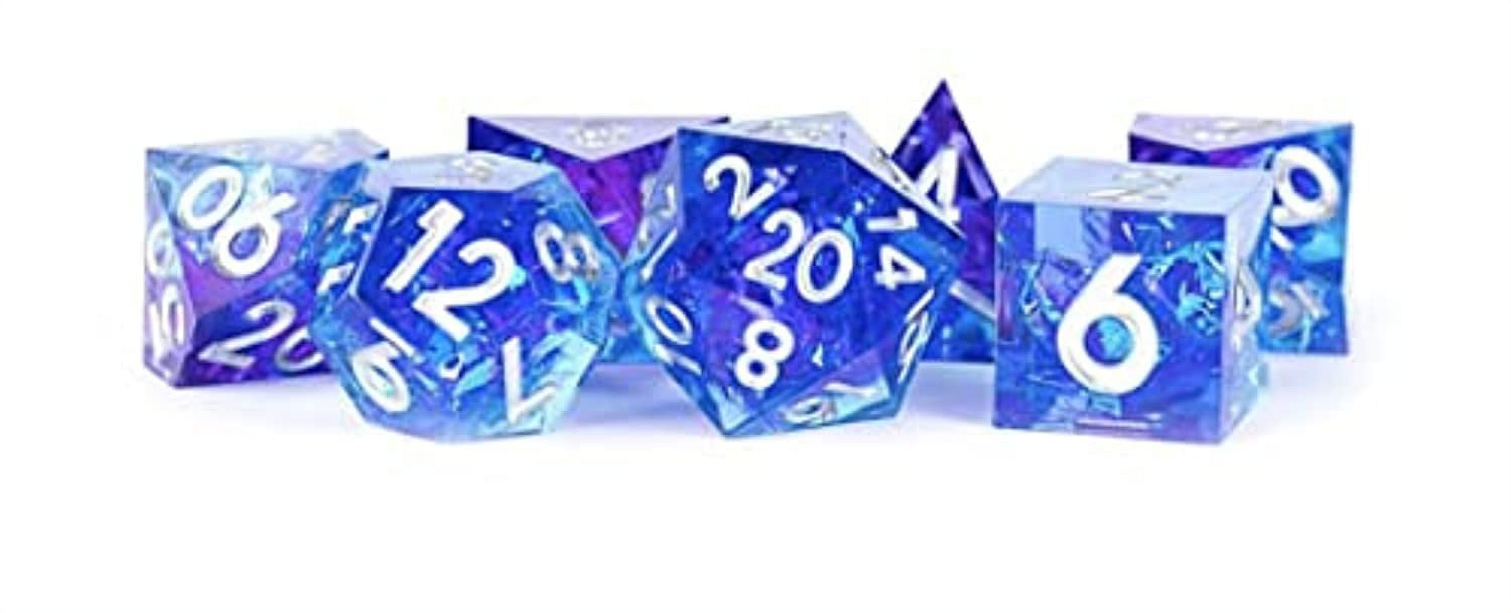 FanRoll by Metallic Dice Games Handcrafted Sharp Edge Resin DND Dice Set: Oceanic Flare, Role Playing Game Dice for Dungeons and Dragons