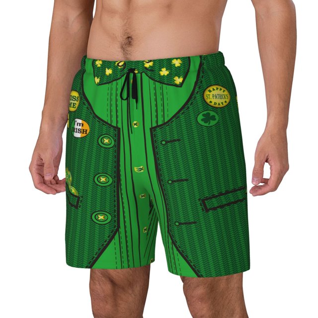 Balery St Patrick's day Bañador para hombre, shorts de playa de secado rápido con entrepierna y forro de compresión-XX-Large