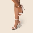 thumbnail image 3 of BURUDANI Womens High Stilettos Open Square Toe Ankle Strap Heels Sexy Comfort Strappy Dress Shoes, 3 of 9