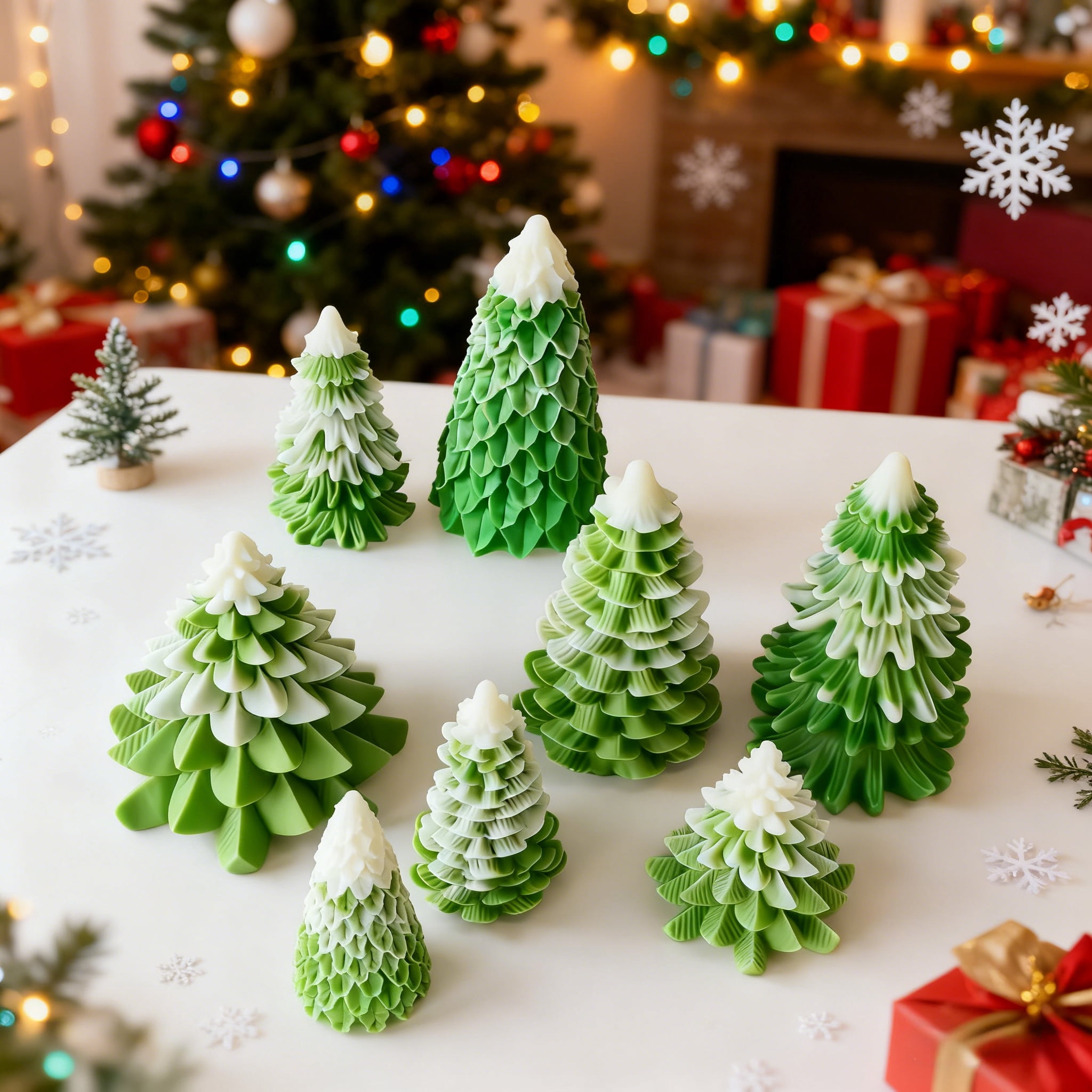 JDH silicone 3D Christmas Tree Candles Resin Molds for Candle Making, Xmas Pine Tree Silicone Soap Molds DIY Cake Decorating Candle Making Supplies