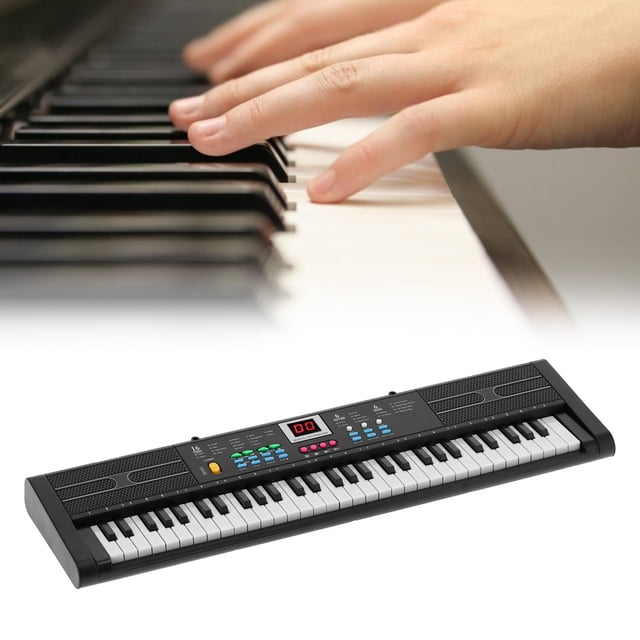 Teclado Eléctrico Con USB, 6 Canciones De Demostración Teclado Eléctrico Con Micrófono Teclado De 61 Teclas Micrófono USB Para Estudio Para Niños