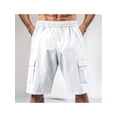 thumbnail image 4 of Cargo Shorts for Men Trendy Drawstring Elastic Waist Casual Shorts with Multi Pockets Workout Sport Outdoor White XXXL, 4 of 7