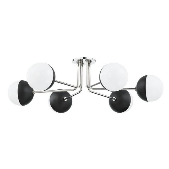 5 Light Semi-Flush Mount in Sculptural & Geometric and Everyday Modern Style-15.5 inches Tall and 28 inches Wide-Polished Nickel/Black Finish Bailey