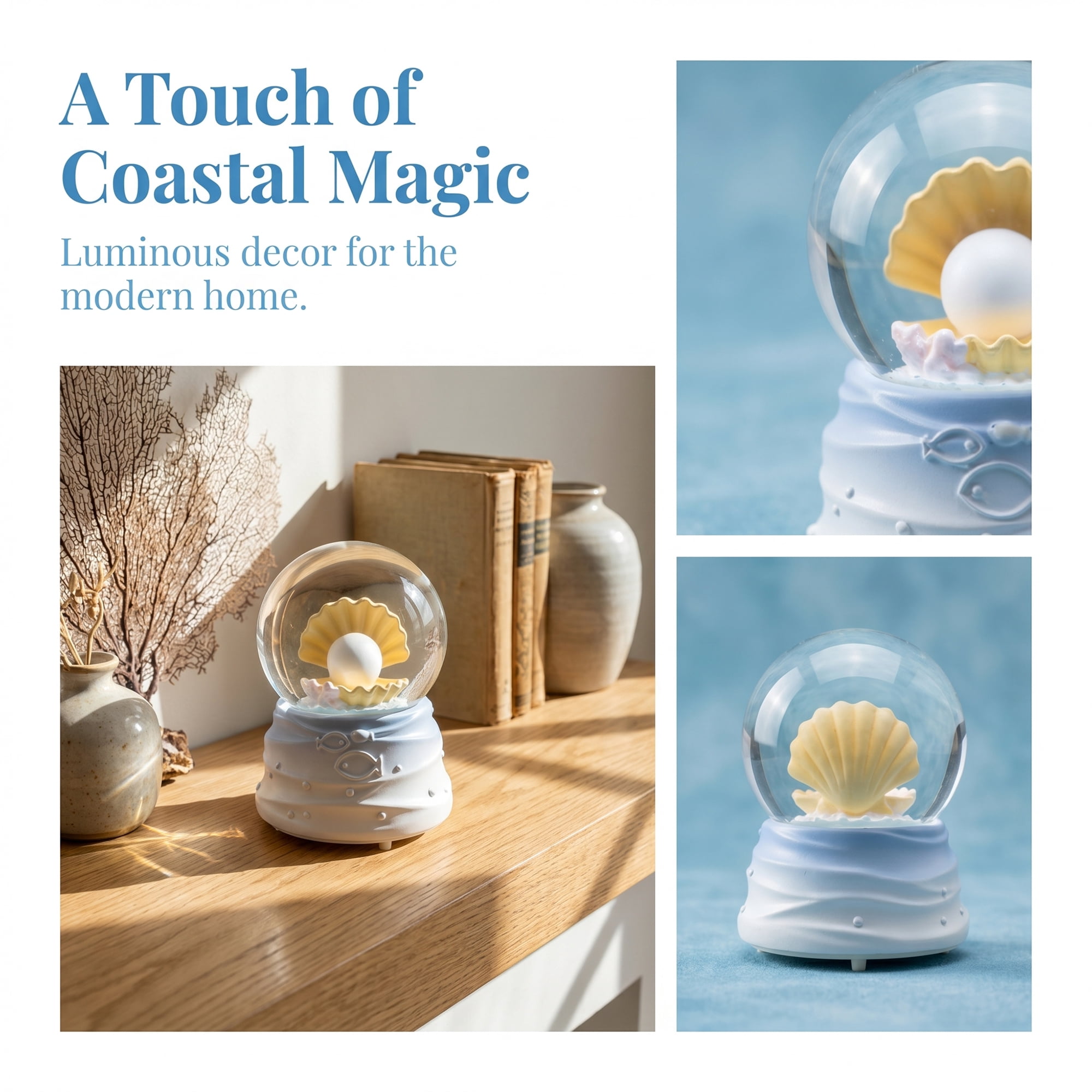 Unique Bargains Cute Cartoon Light Up Crystal Ball Mini Resin Figurine Snow Globe Blue