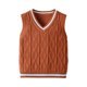 thumbnail image 2 of Odeerbi Chaqueta de Cuello En V de Punto de Cable de Los Niños Color Sólido Sin Mangas Uniforme de La Escuela, 2 of 9