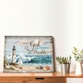 thumbnail image 4 of Inspirational Christian Canvas Wall Art – "With God All Things Are Possible" Bible Verse Matthew 19:26 – Lighthouse Beach Scene Home Decor for Bedroom, Living Room, Office, 4 of 7