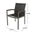 thumbnail image 2 of GDF Studio Swarthmore Outdoor Aluminum Dining Chairs with Faux Wood Accents, Set of 4, Silver, Gray, Natural Brown, Outdoor Mesh, 2 of 5