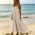 thumbnail image 6 of Ygbgbb Women's Spaghetti Strap Pleated Maxi Dress, Flowy Sundress, Pleated Design Lightweight Dress for Beach & Vacation Beige XL, 6 of 8
