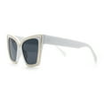 thumbnail image 6 of Luxe Oversized Horned Rectangular Cat Eye Glitzy Fashion Sunglasses White - Black, 6 of 8