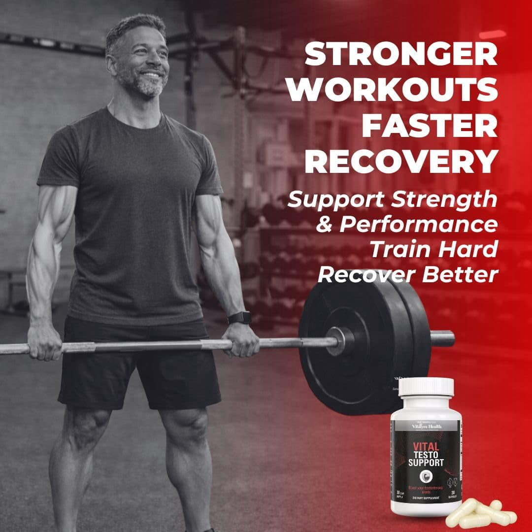 Vitalyra Testo Booster - Natural Testosterone Support Supplement for Men | Promotes Energy, Stamina, and Vitalyraity | Men’s Health | Made in USA | 30 Days Supply