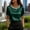 A164 Army Green, variant on Blouse for Women Crew Neck Short Sleeve Business Casual Satin Fabric Luxurious Pearl Embellished Collar Elegant Puff Sleeve Chic Formal Interview Professional Workwear Tops