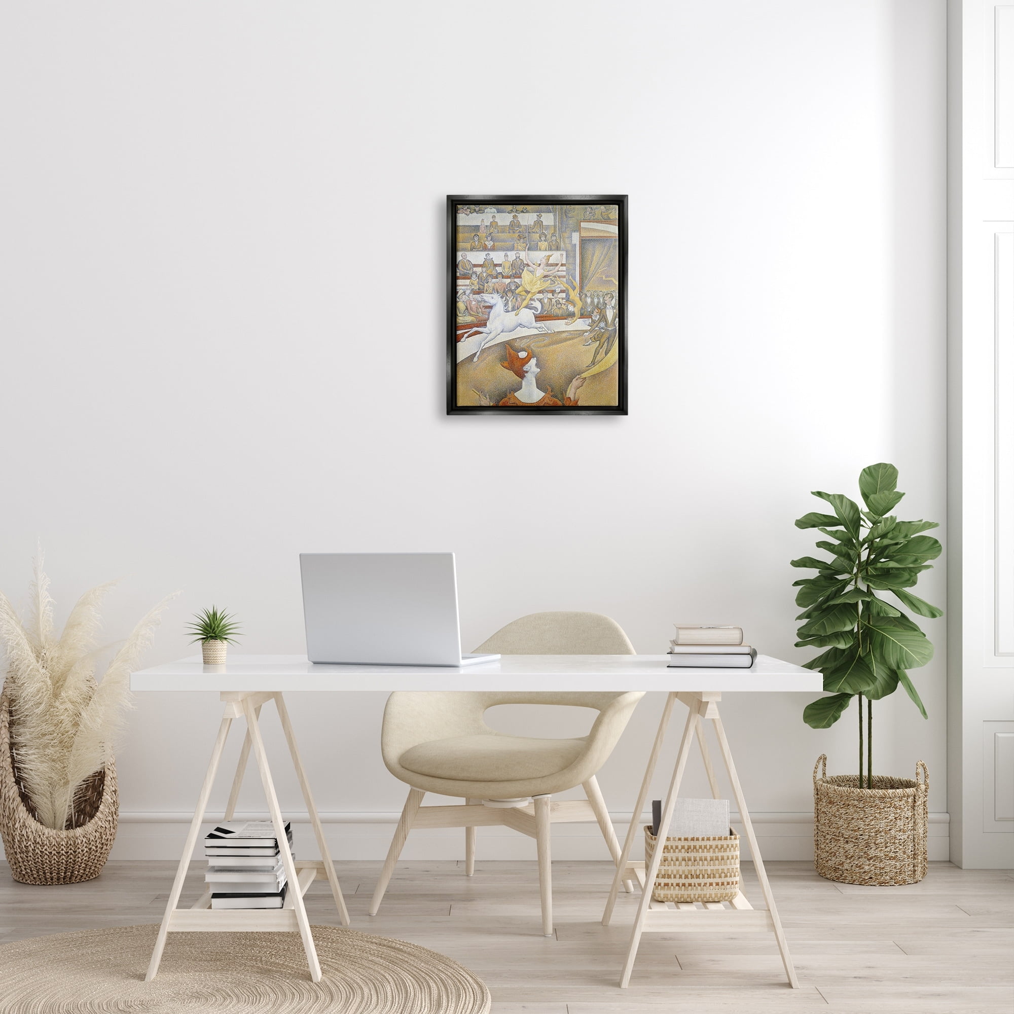Stupell Industries The Circus Classic Painting George Seurat Performance Portrait Painting Jet Black Floating Framed Canvas Print Wall Art, Design by one1000paintings