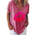 thumbnail image 2 of Sakmal Short Sleeve Womens Plus Size Tops Pink Graphic V-Neck T-Shirts Womens Shirts for Summer, 2 of 3