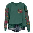 thumbnail image 4 of Women Halloween Floral Graphic Sweatshirt JIANLAI Crew Neck Long Sleeve Moon Rose Leaf Print Pullover Casual Autumn Fall Holiday Tops, 4 of 7