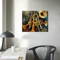 thumbnail image 4 of ONETECH  Vintage Music Canvas Wall Art Abstract Guitar Drum Violin Musical Instruments Theme Grey Picture for Bedroom Living Room 20x16in, 4 of 6
