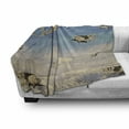thumbnail image 3 of Airplane Soft Flannel Fleece Throw Blanket, 3d Style Retro Biplanes Flying on the Sky Background with Grunge Effect, Cozy Plush for Indoor and Outdoor Use, 50" x 60", Blue Tan and Cream, by Ambesonne, 3 of 6