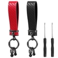 thumbnail image 4 of KAKOWELY 2 Sets of Car Keychains Carbon Fiber Leather Key Chains with Lanyard Rotatable Anti-Lost D-Rings Round Rings and Installation Tools,4.45X"X1.1"X0.39", 4 of 5