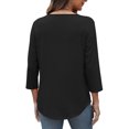 thumbnail image 3 of Ronuti 3/4 Length Sleeve Womens Tops Crew Neck Pleated Blouses For Women Dressy Casual Tunic Shirts, 3 of 7