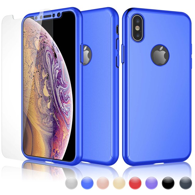 Cases for Apple iPhone XS Max / iPhone XS / iPhone XR / iPhone X, Ultra Thin Hard Slim Case Full Protective With Tempered Glass Screen Protector Case Cover -Red