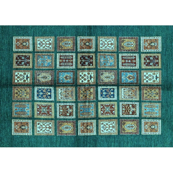 Ahgly Company Indoor Rectangle Abstract Light Blue Modern Area Rugs, 7' x 9'