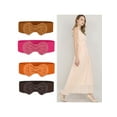thumbnail image 4 of INSPIRE CHIC Women's Bowtie Ornament Press Stud Button Cinch Elastic Waist Belt Brown One Size, 4 of 4
