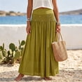 thumbnail image 4 of Lnmiateer Women Summer Beach Boho Long Skirt Linen Fabric Smocked High Waist Layered Flowy A Line Design Shell Star Casual Vacation Daily Wear, 4 of 6