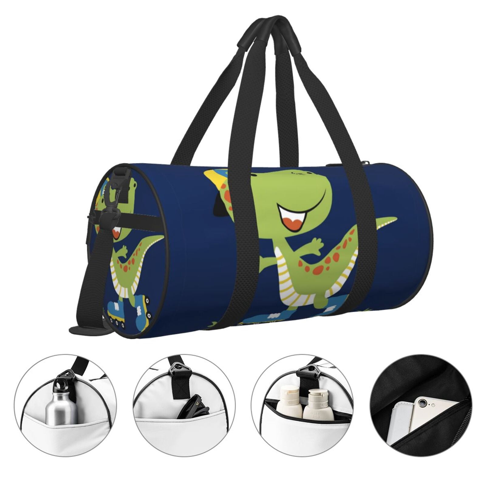 Vsdgher Dino Playing Roller Skate 45L Foldable Duffel Bag, Sports Gym Bag,Overnight Bag, Portable Weekender Bag for Airplanes