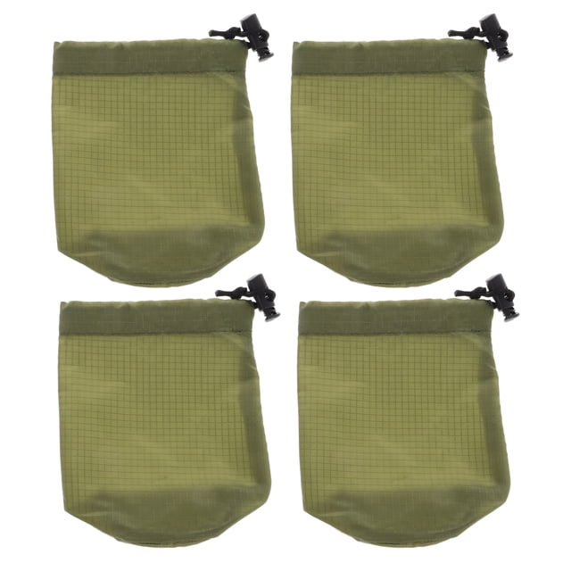 GOOHOCHY Bolsa impermeable para guardar ponchos (4 unidades), de nailon resistente con cordón ajustable, organizador compacto para ropa de lluvia, ideal para camping, senderismo y kits de emergencia.