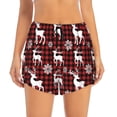 thumbnail image 2 of Balery Plaid Reindeer Snowflakes Pattern Women's Running Shorts with Liner 2 Pockets Elastic Workout Athletic Gym Yoga Shorts-Small, 2 of 7