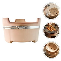 MEIBUTYUP Compact Brown Ceramic Grilling Tray for Outdoor BBQ, Portable Non-Stick Barbecue Tool