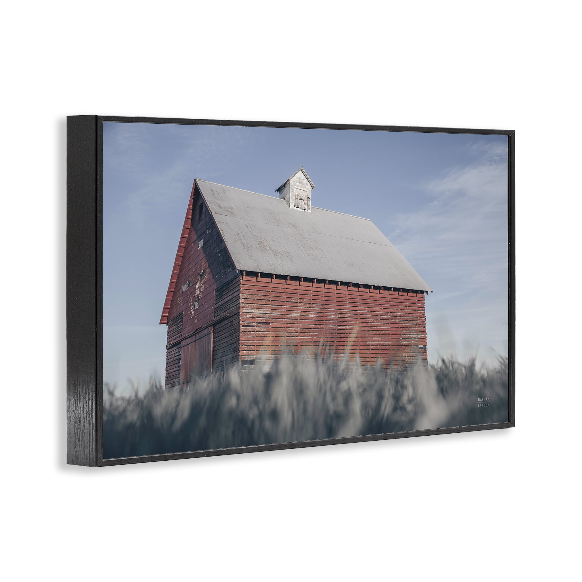 Stupell Industries End Of The Field Cottage Black Framed Giclee Art, design by Nathan Larson