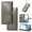 Gray, variant on Feishell Embossed PU Leather Wallet Phone Case for Apple iPhone 16 Plus,Full Protection Magnetic Clasp Flip Stand Card Slots Shockproof Protective Cover with Hand Strap,Black