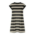 thumbnail image 5 of Lovskoo Striped Summer Dresses for Women 2024 Crewneck Cap Sleeve Color Block Casual Tshirt Dress with Pockets Coffee, 5 of 8