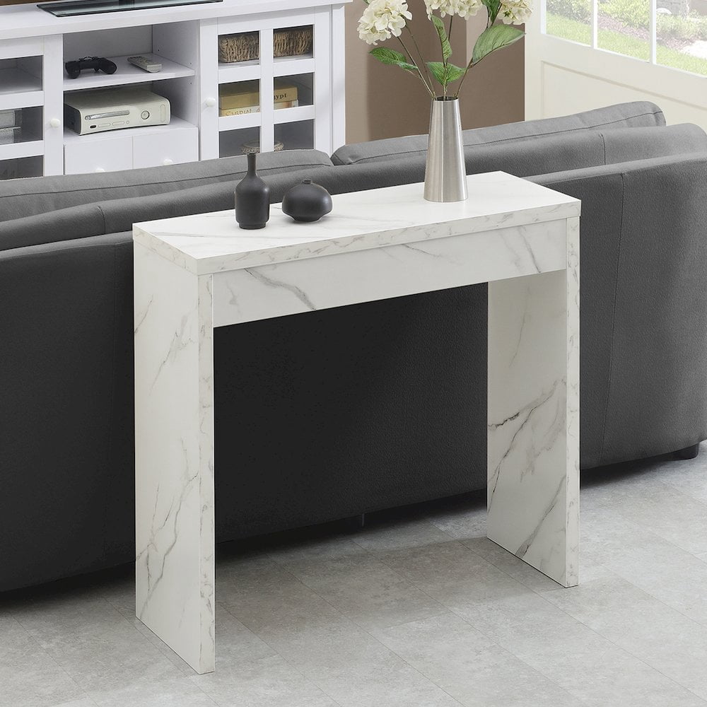 Convenience Concepts Northfield Wood Entryway Console/Hall Table, White Faux Marble