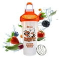 thumbnail image 1 of Clear Orange Sports Shaker Blender Bottle for Protein and Pre Workout, 1 of 5