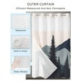 thumbnail image 2 of No Hook Cloth Fabric Shower Curtain with Snap in Liner, Mountain Forest Waterproof Shower Curtains Set with See Through Top Window, Nature Tree Scenery Watercolor Pink Blue Bath Curtains 72"x72", 2 of 6