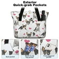 thumbnail image 2 of Tote Bag for Women - Dog Pattern with Hearts Shoulder Bag - Large Utility Work Duffle Bag with Zipper Handbag for Travel, Work, Sprots, 2 of 5