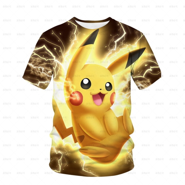 Verano 2022, ropa de moda de Pokémon para niños, camisetas de Pikachu de manga corta para niños, sudaderas para niños, ropa informal, camisetas geniales para niños 90 Gao Jinjia LED